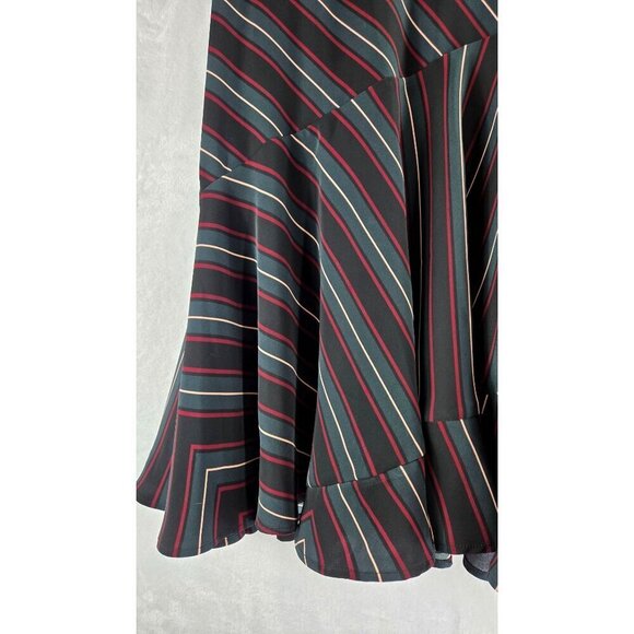 Ann Taylor Black Swirl Skirt Tulip Stiped Red Cream Gray Career Wear Sexy Fun Fl - Picture 12 of 13